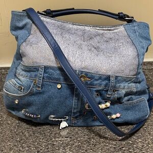 Trendy Denim and Silver Women's Shoulder/crossbody Bag